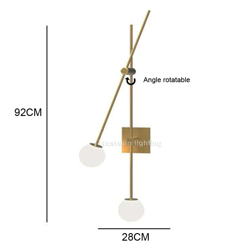 Минимализм пост современный светодиодный настенный светильник черный золотой