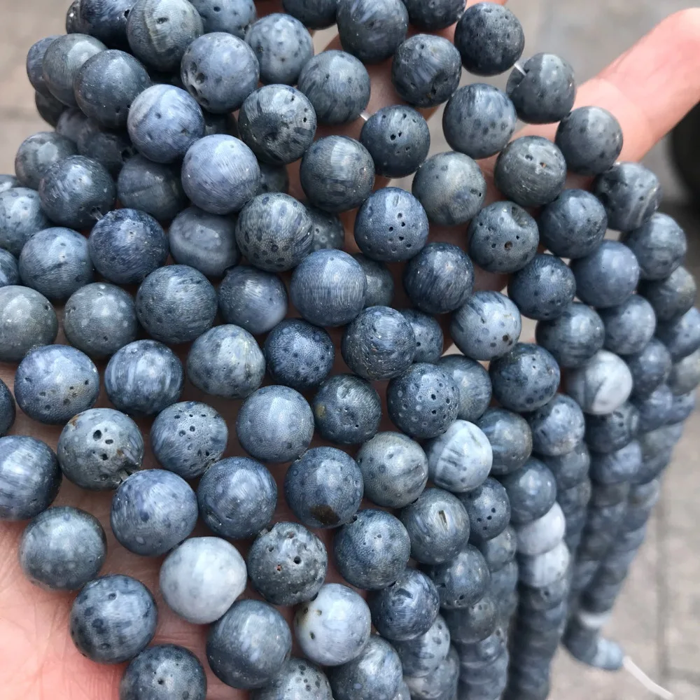 Круглые синие Бусины из кораллового камня бусы с натуральными драгоценными камнями DIY свободные бусины для изготовления ювелирных изделий strand 1" оптом