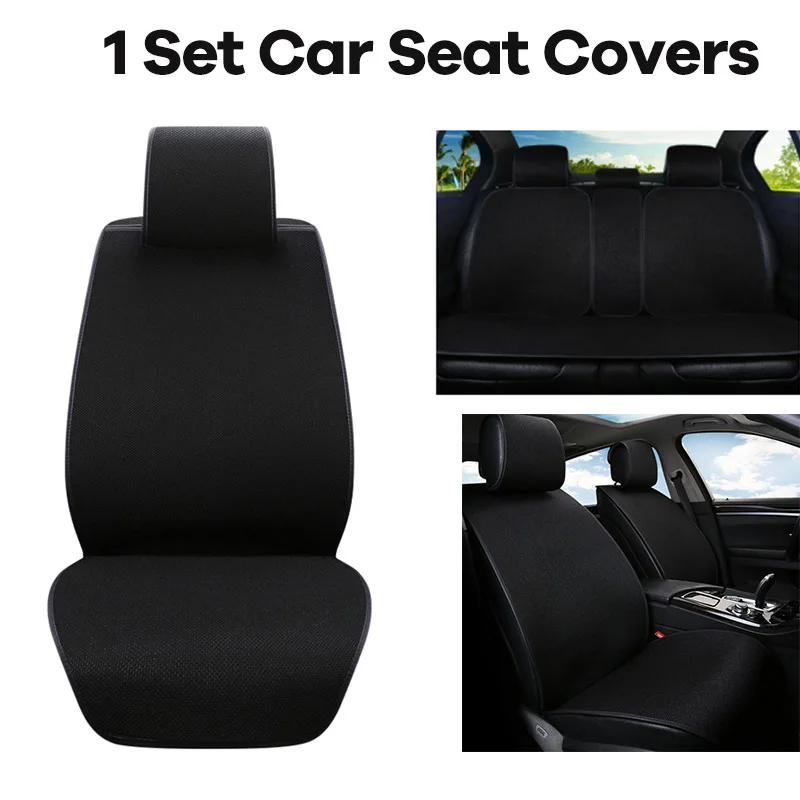 1 Set Black Cushion Partol дышащий Лен сиденья Pad Универсальный автомобильных чехлов авто подушки сиденья протектора автомобиля аксессуары для интерьера - Название цвета: 1 Set Black Cushion