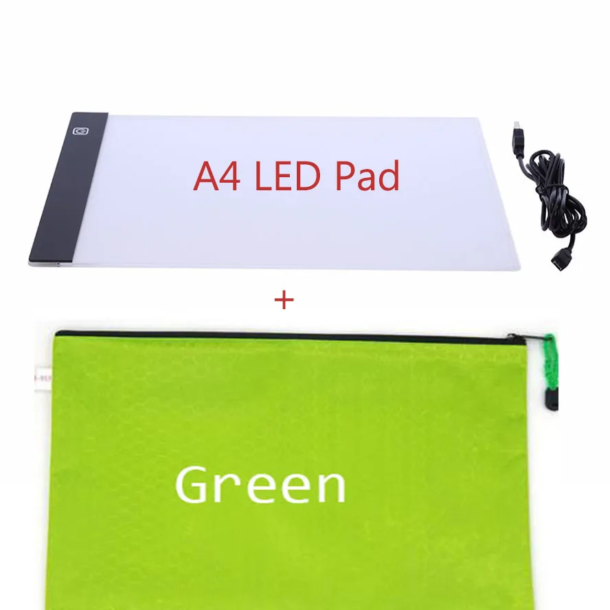 green and a4 Diamond аксессуары для рисования Рука молнии сумка для a4 светодиодный lightpad контейнер для хранения Diamant держатель для кистей инструменты - Цвет: green and a4