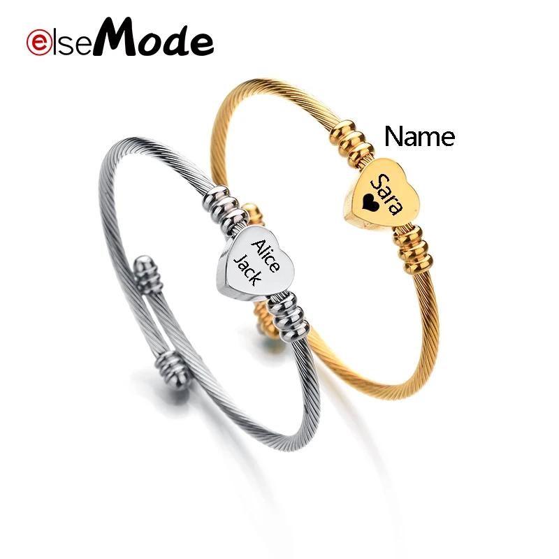 ELSEMODE индивидуальная гравировка имени сердца из нержавеющей стали