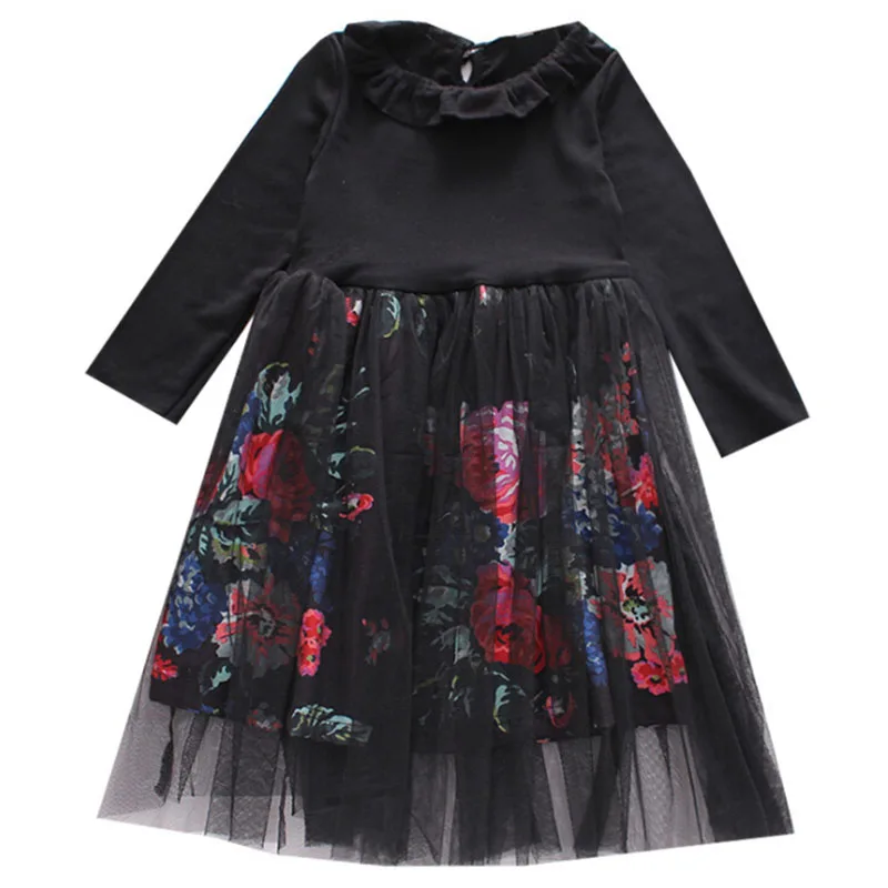 Girl Floral Elegant Dress 2018 New 3 4 6 8 10 12 Years Kids Spring Long Sleeve Lace Gauze Teens Party Dresses Children's Clothes | Детская