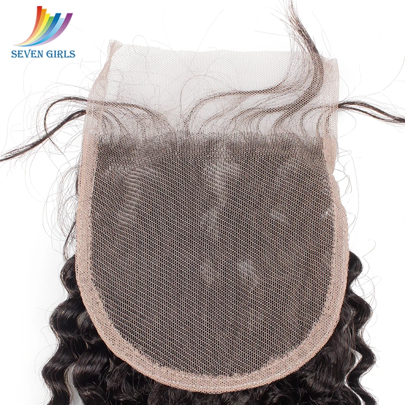 Sevengirls 100% Brazilian Human Hair Lace Closure Kinky Curly Natural Color Remy 8-20 Inch 4*4 | Шиньоны и парики