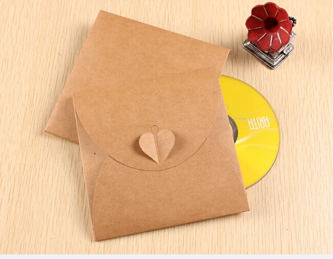 20 шт. коричневый CD оберточный бумажный пакет Творческий сердце DVD крафтовый
