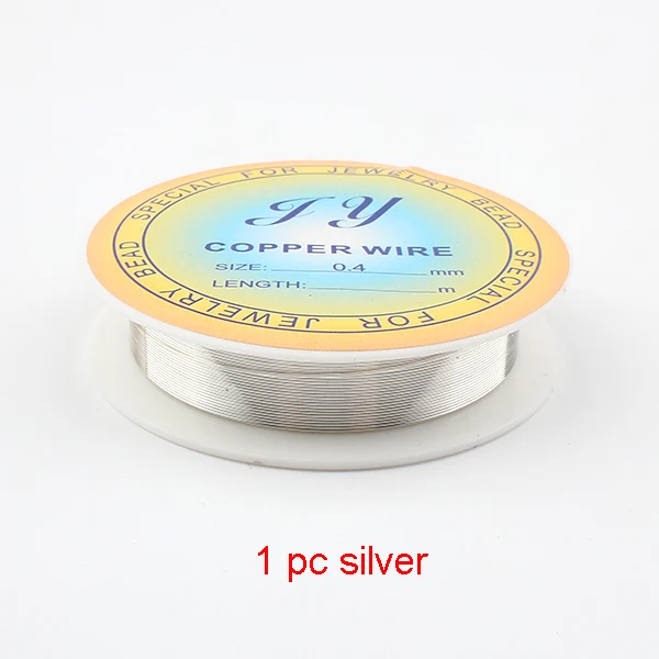 silver Новинка 0,4 мм 26 Калибр 12 м/катушка из твердого стерлингового серебра цветная круглая медная яркая проволока для DIY ювелирных бусин мягкая металлическая проволочная катушка - Цвет: silver