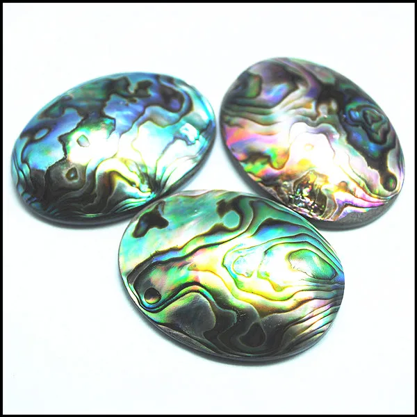 3pcs natural sea abalone shell cabochons oval shape 30x40mm for charms pendants makings nature loose beads accessories top fashi