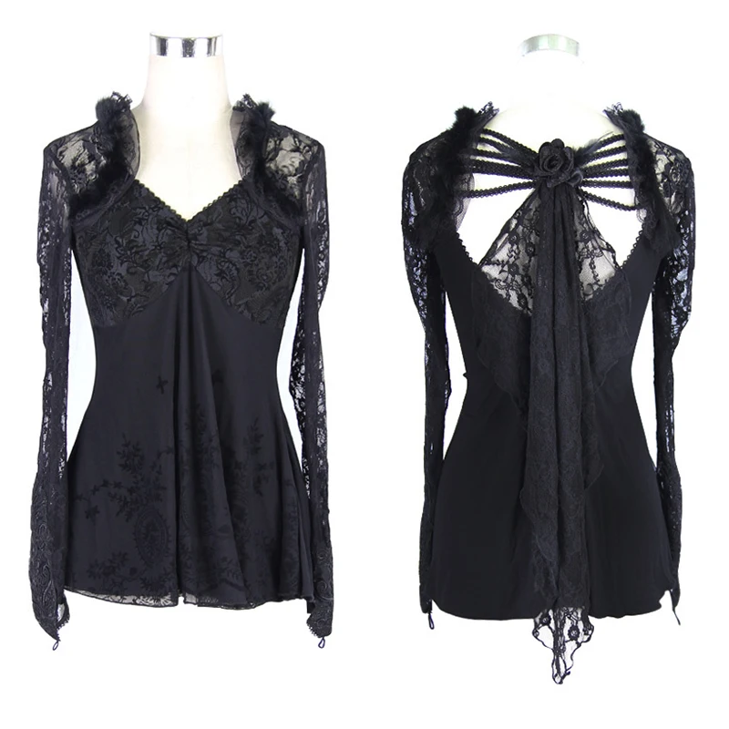 Женские кружевные топы в стиле ретро черные|lace sleeve|black toplace sleeve top |