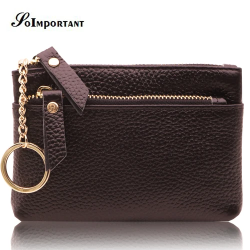 Black Mini Мужские кошельки из натуральной кожи, мужской длинный клатч, маленький мини кошелек для монет, портмоне для телефона, сумка для денег с удобным кольцом для ключей - Цвет: Black Mini