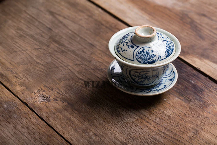 1 шт. WIZAMONY маленький голубой и белый Gaiwan Китайский древний глазурь Цзиндэчжэнь Чайный сервиз чайная чашка для разнообразного чайного фарфора