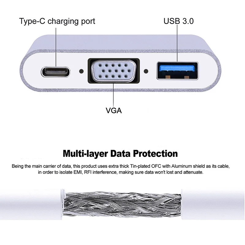 USB 3 1 Тип C к 0 VGA зарядное устройство мульти порт конвертер адаптер