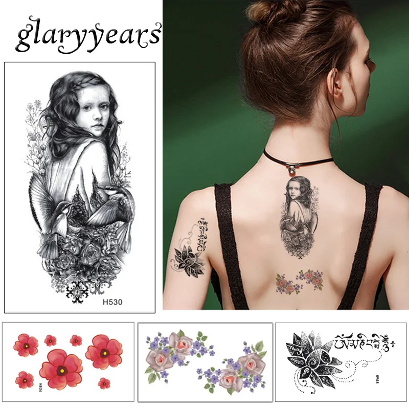 10*6 см glaryyears 5 шт./компл. крошечные Красота Для женщин временная татуировка Стикеры для боди-арта с цветочным принтом с изображением Русалочки, милого с изображением мультипликационных персонажей для детей татуировки H