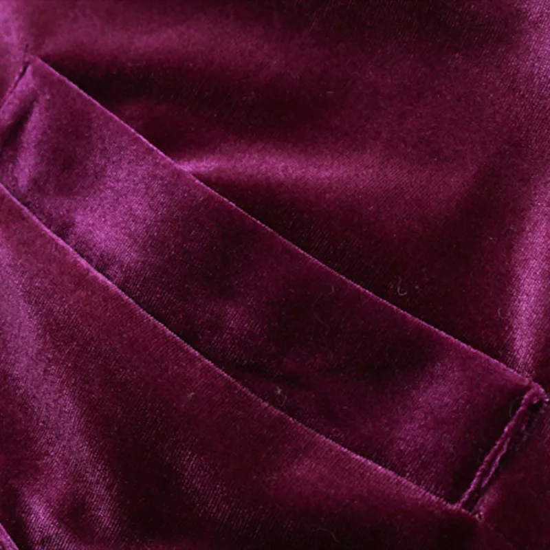 Women Purple Velvet Blazer Double Breasted Jacket With Peal Button Back Split Long Sleeve Velour Coat Female Elegant Outerwear | Женская
