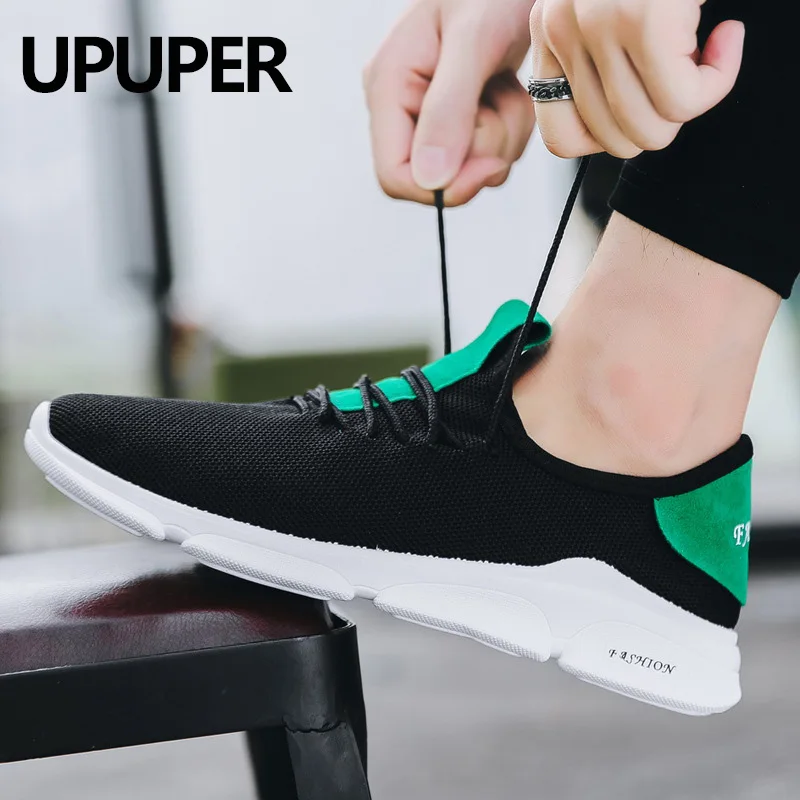 UPUPER Cheap Men's Sneakers Outdoor Walking Shoes Lace Up Comfortable Breathable Air Mesh Casual For Men Black White | Обувь