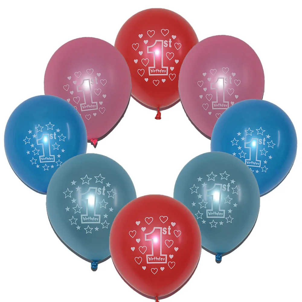 12 шт. синие красные розовые воздушные шары с перламутровым принтом для первого