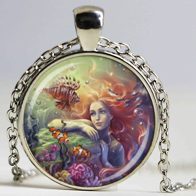 Стеклянный купол оптом ожерелье с русалкой картины в стиле фентези ювелирные