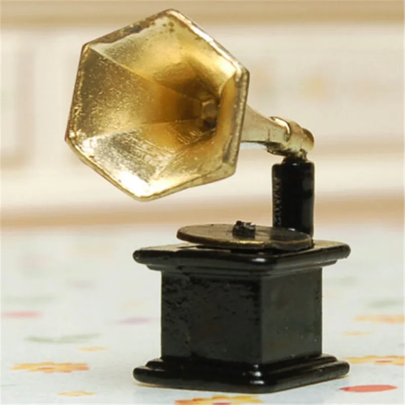 Eatingbiting (R) миниатюрный кукольный домик Ретро Винтаж фонограф Рог Проигрыватель