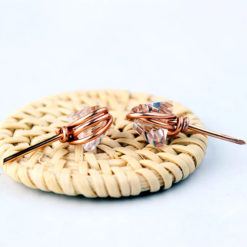 Модные прозрачные серьги с прозрачными кристаллами кварцевые гвоздики из