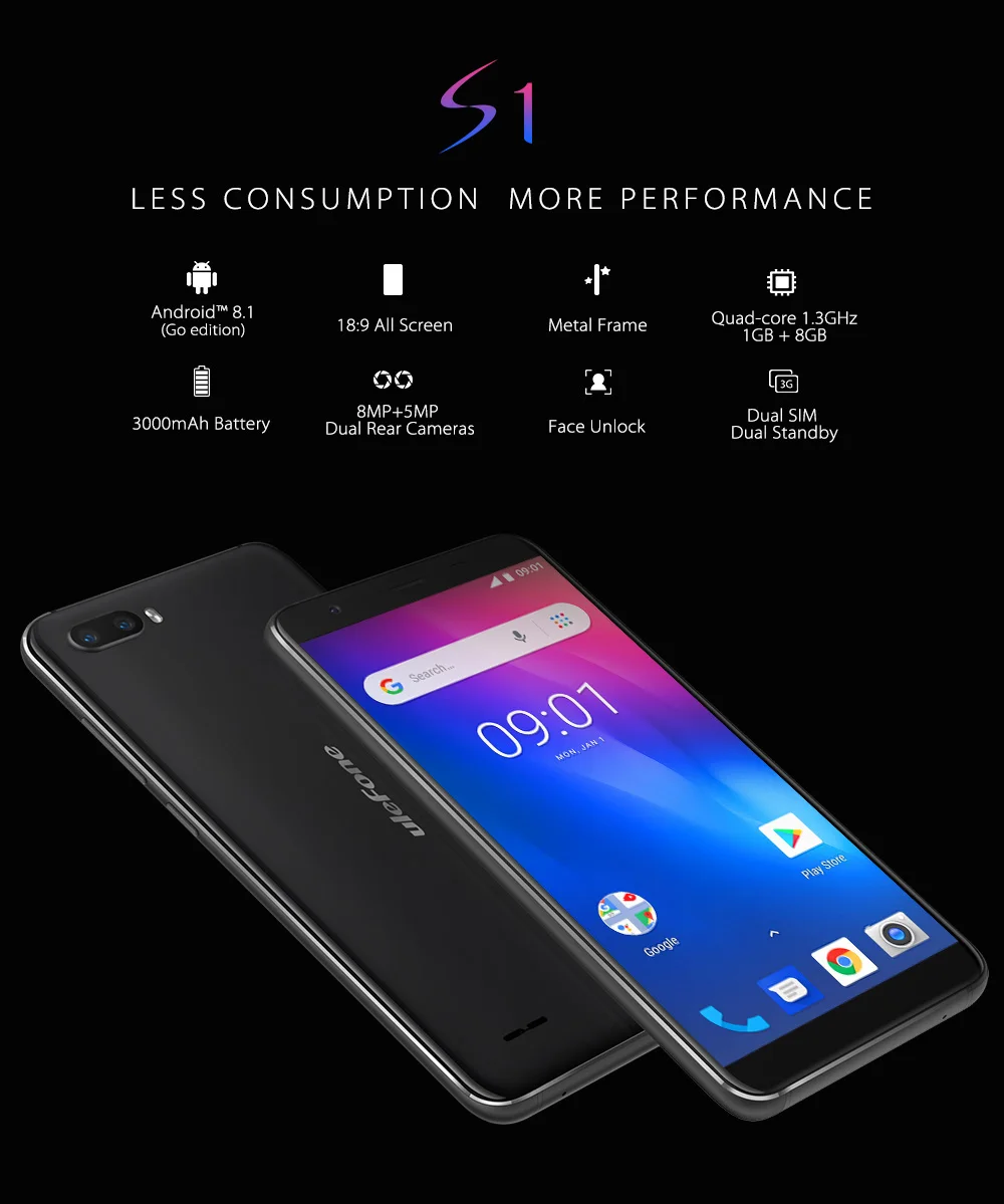Ulefone S1 Face ID Android 8 1 смартфон 5 'ཎ:9 экран двойная задняя камера мобильный телефон