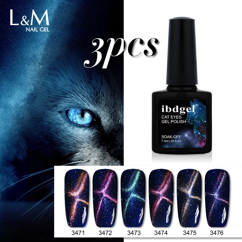 

3 pcs /set 5d ibdgel Magnetic Cat Eyes Soak off via LED UV Gel Nail Polish Nail Art Color False Nails Gel Varnish