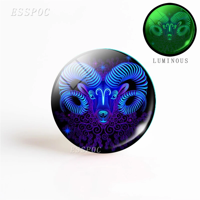 5PCS/SET Luminous Zodiac Sign 25mm Glass Cabochon Handmade 12 Constellation Jewelry Findings Glowing Diy Making Pendant | Украшения и