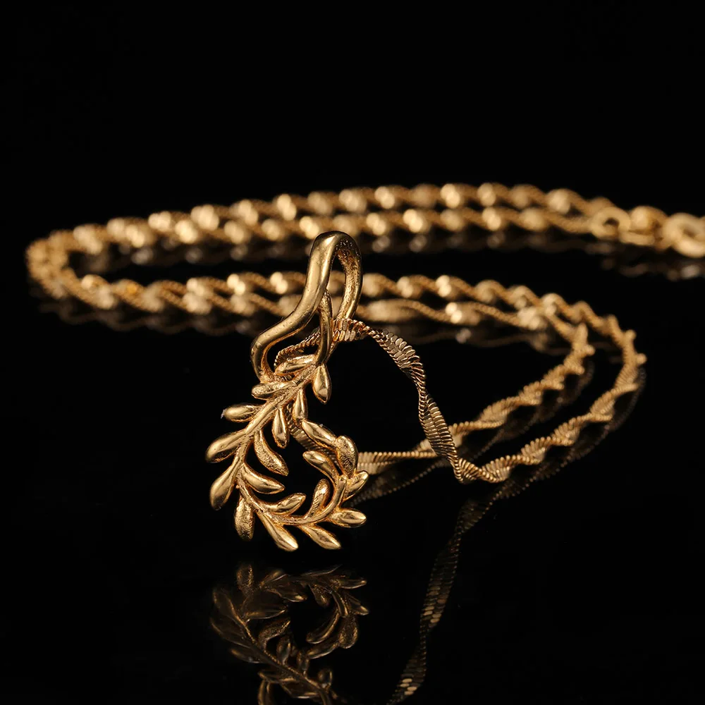 Женское массивное ожерелье с кулоном в виде оливковой ветки|chunky jewelry|statement