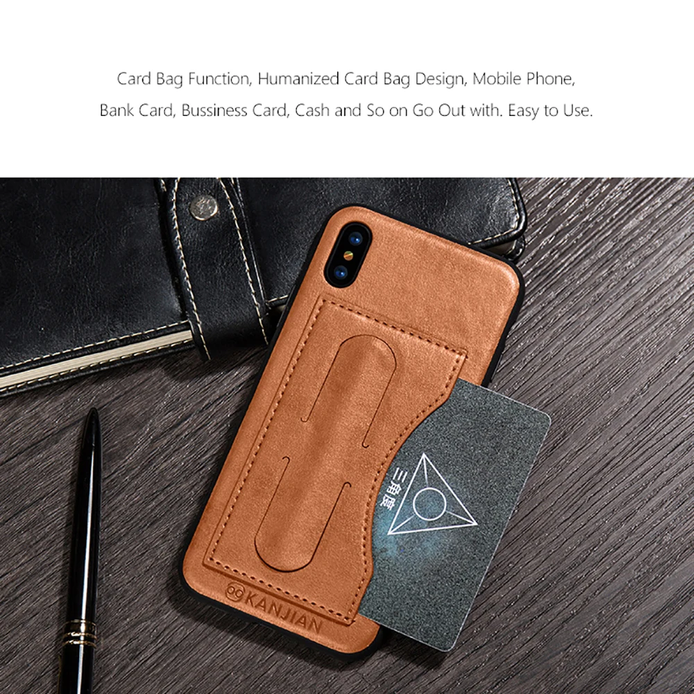 Pu Lether Luxury Phone Case for iPhone Xr Xs Max Cover 6s Plus 7 8 with Holder Red Black Green |