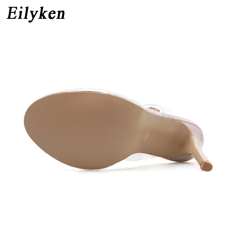 Eilyken/2021 г. Прозрачные женские босоножки из ПВХ Обувь на высоком каблуке с открытым