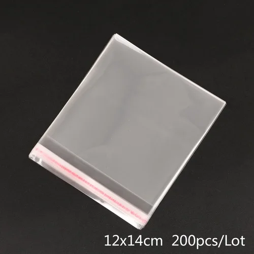 12x14cm 200 шт./пакет прозрачный самоклеящийся уплотнитель OPP пластик, целлофан сумки подарки мешок& мешок ювелирные изделия упаковочная сумка - Цвет: 12x14cm