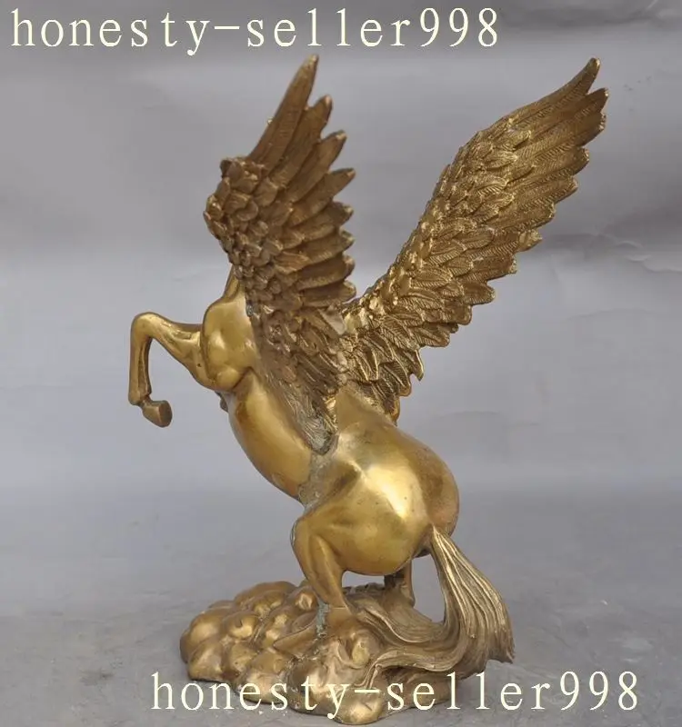Chinese FengShui brass Wealth Fly Wings Horse steed Success Lucky Statue |