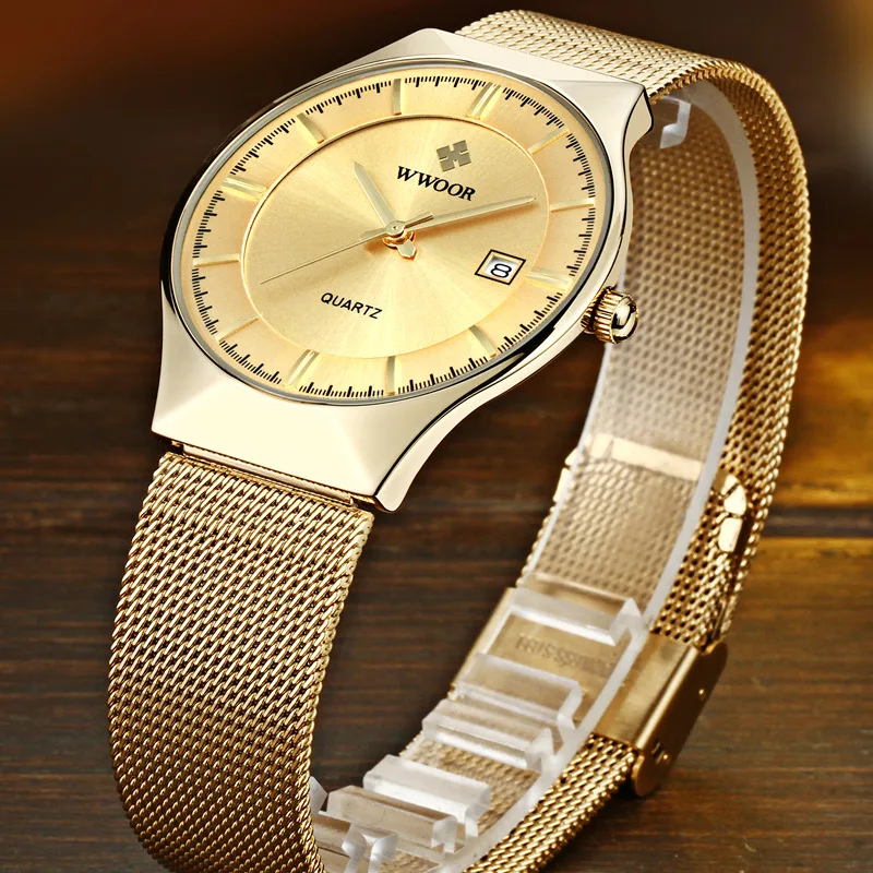 Топ моды классический бренд WWOOR часы Мужские кварцевые спортивные корпус ультра