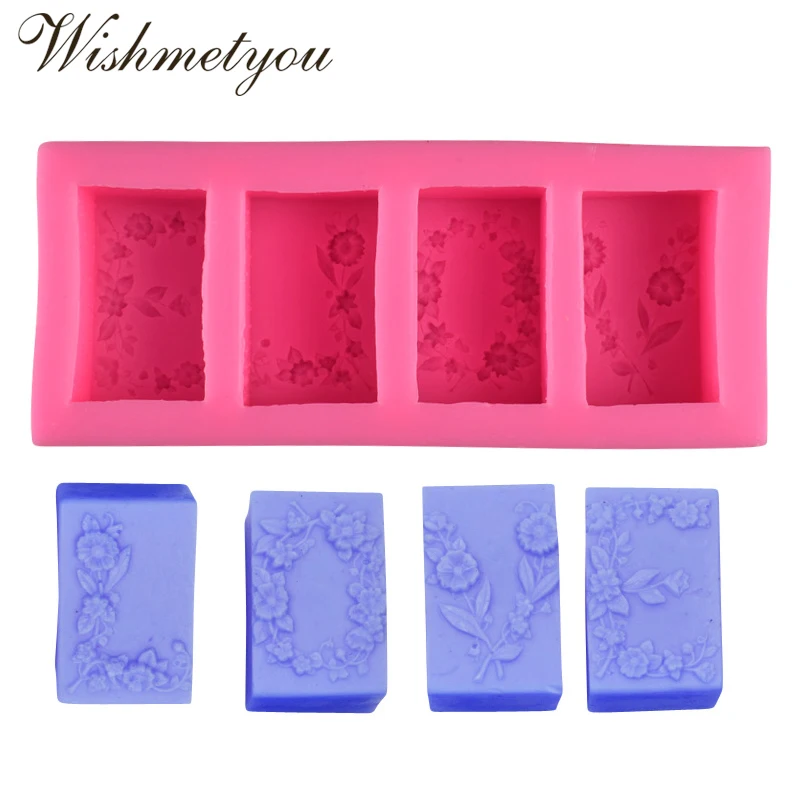 WISHMETYOU 4 отверстия цветы Силиконовое Мыло Форма для ручной работы 3D украшения
