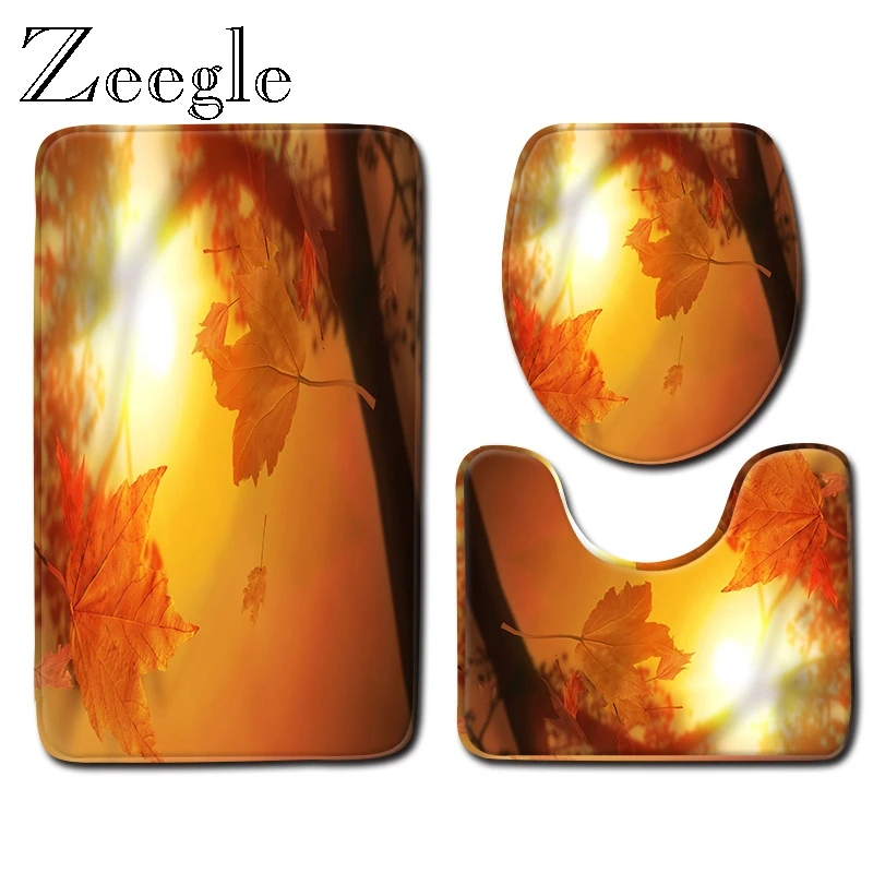Zeegle 3 шт./компл. зеленый коврик с живописным рисунком для ванной комнаты и коврики