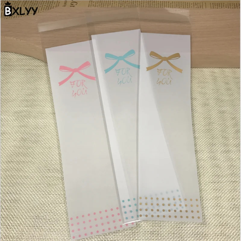 BXLYY 50pc3 бант длинная полоса мешок печенья мешочек для Конфет Украшение выпечки