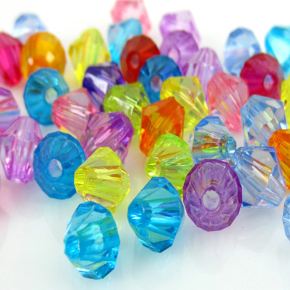 300Pcs Mixed Bicone Acrylic Tiny Spacers Beads 6 x 6mm Fit Bracelet Pendant Jewelry | Дом и сад