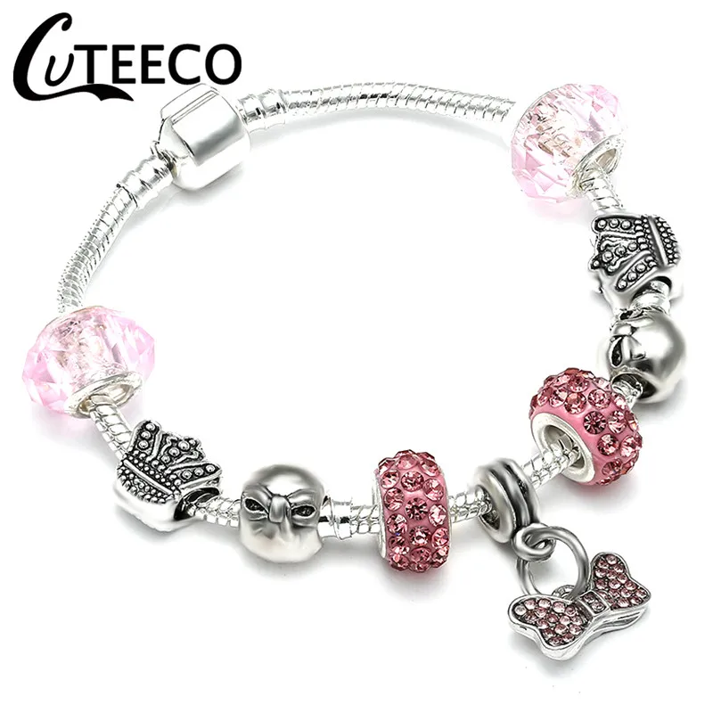 4 CUTEECO, Прямая поставка, новинка, AAA, циркон, очаровательный браслет для женщин, подходит для брендового браслета, ювелирное изделие, сделай сам, ручная работа, подарки для девушек - Окраска металла: 4
