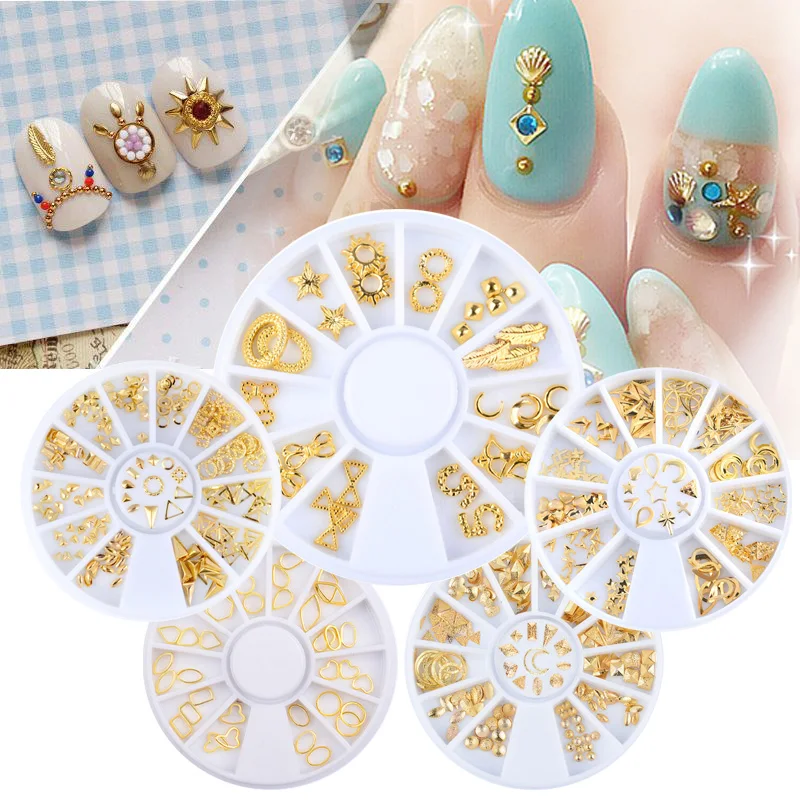 1 коробка золотистые серебристые металлические полые рандомные украшения