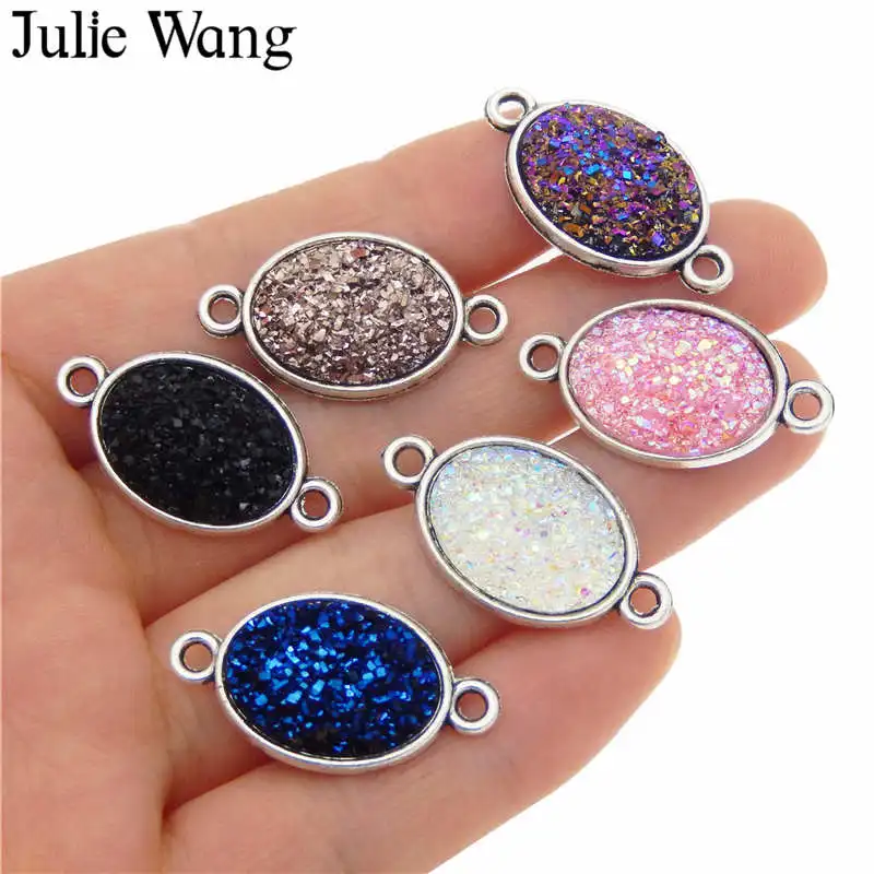 Julie Wang 5 шт. 13x18 мм Овальный каучуковый кабошон подвески соединитель из сплава для