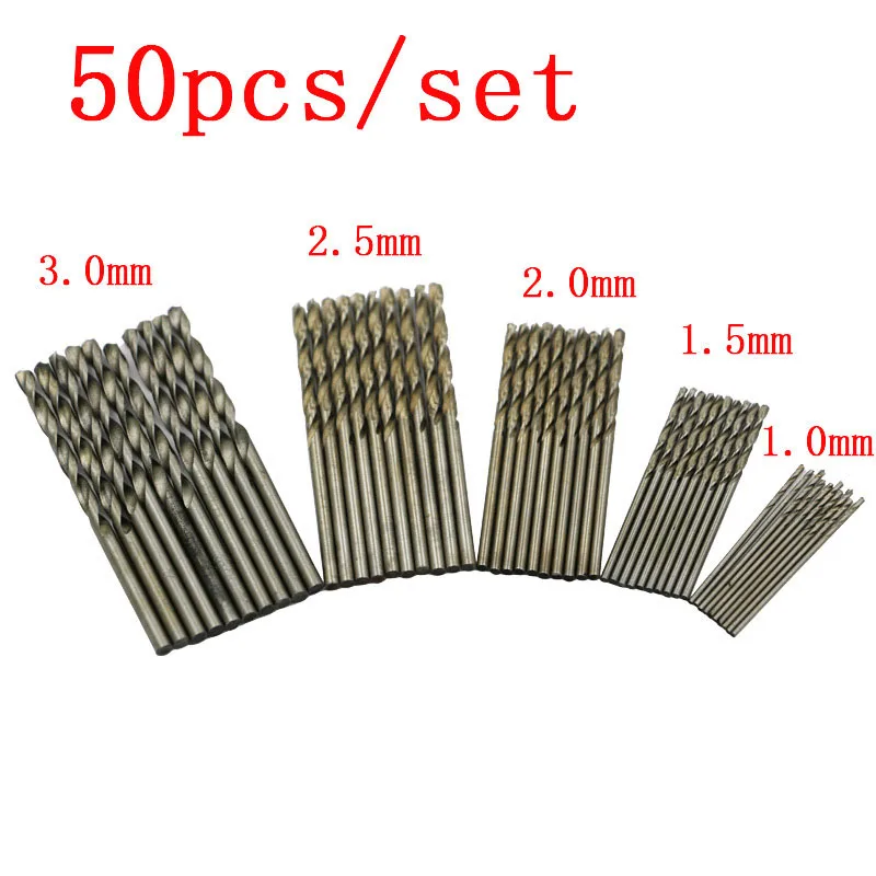 50Pcs HSS 4241 High Speed Steel Drill Bit Set Tool 1mm 1.5mm 2mm 2.5mm 3mm |