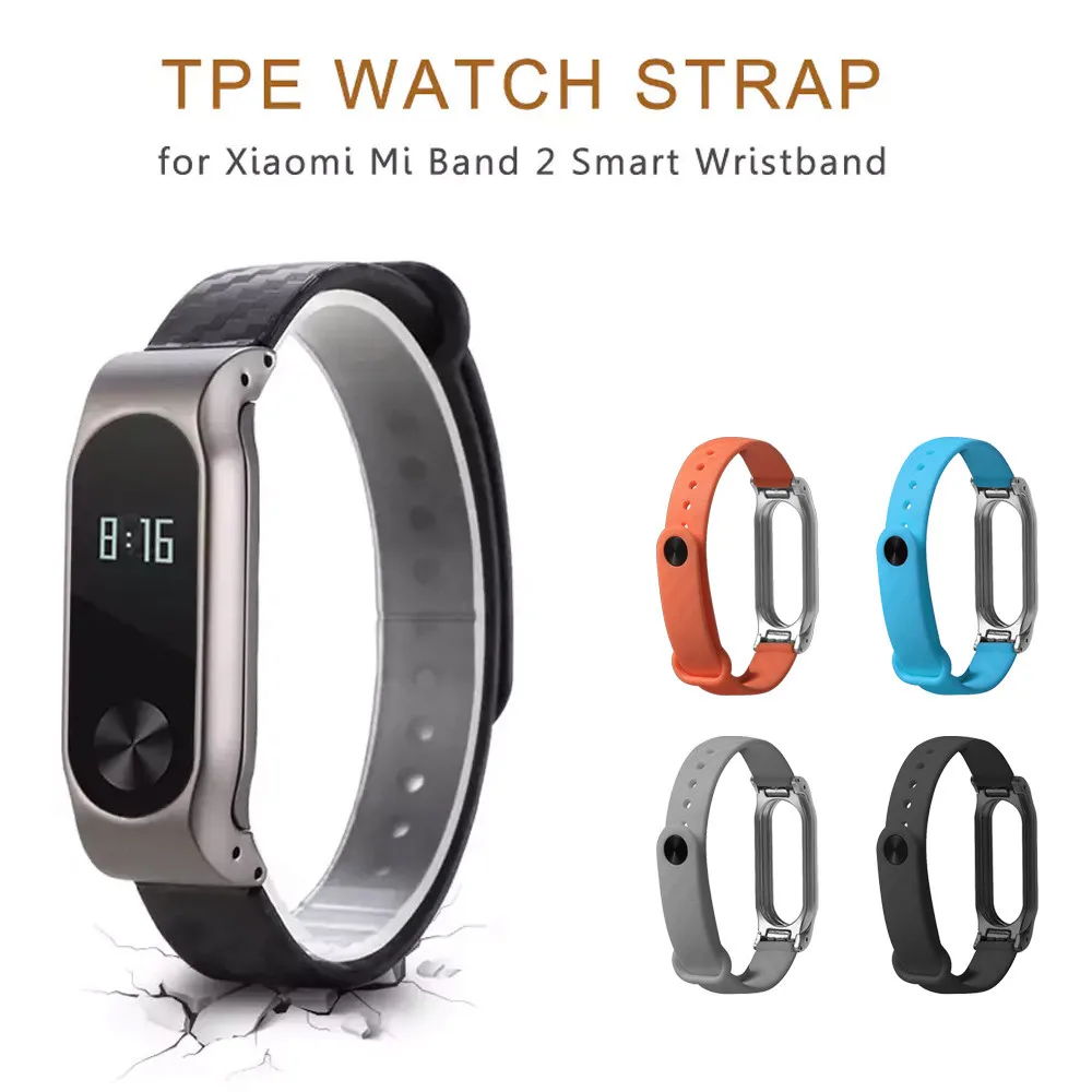 Мода ТПЭ Карбон дизайн спортивный ремешок замена Браслет для Xiaomi Mi Band 2 jiu12 Профессиональный Oct2