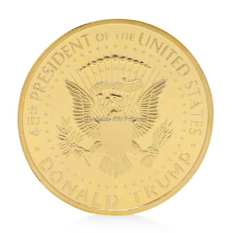 Памятная монета с золотым покрытием 45 й президент США Дональд Трамп новинка 2017