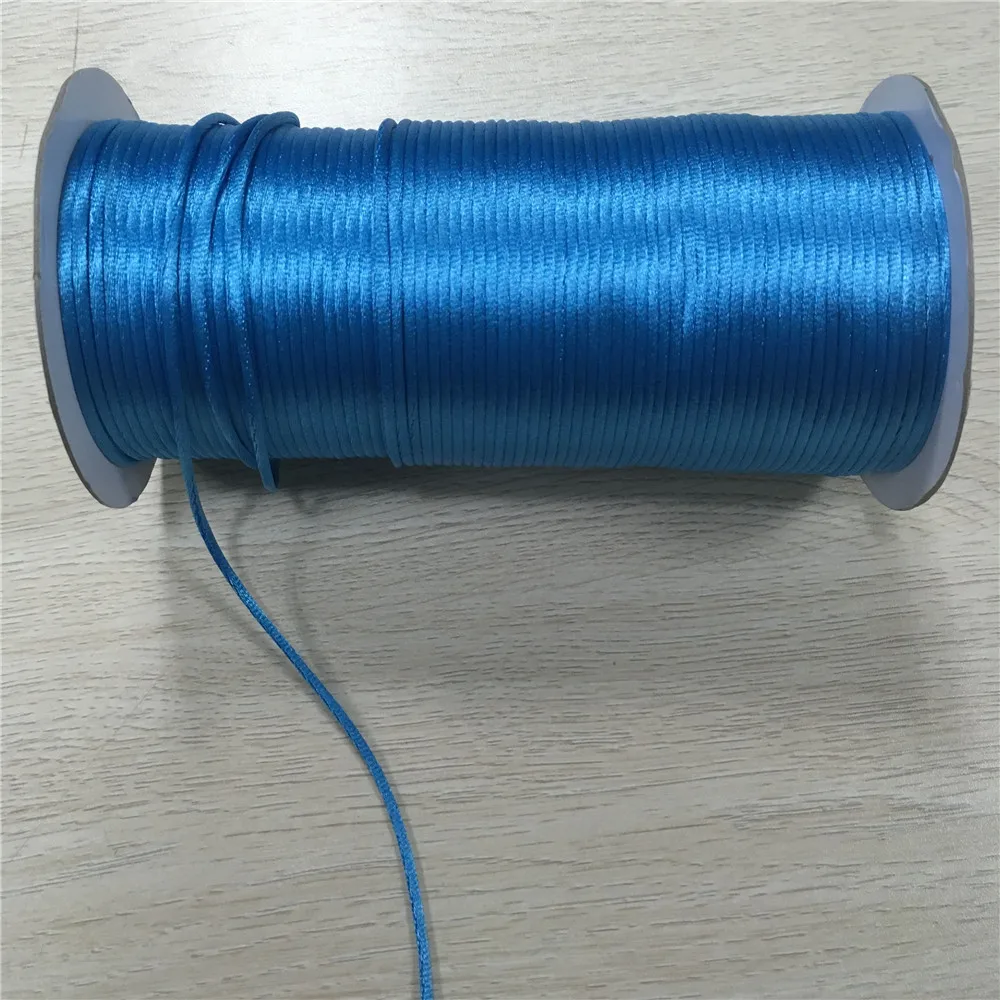 2 мм 20 м синий Rattail атласный шнур китайский Заплетенный в узел Строка ювелирных