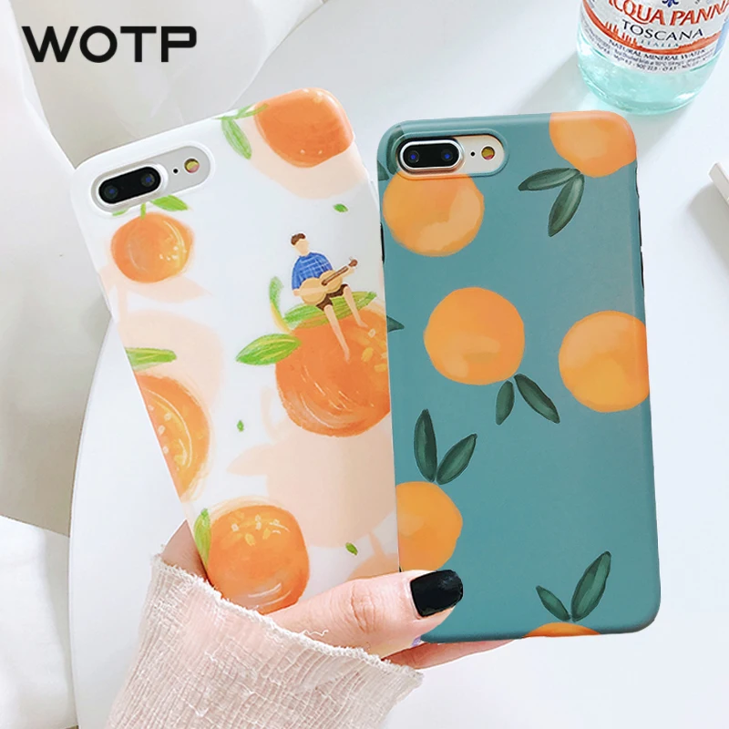 WOTP Летние фрукты Оранжевый Телефон чехол для iPhone 7 6 S 8 Plus Ретро мягкий IMD