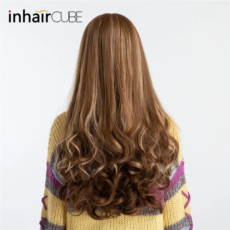 Inhair Cube длинные волнистые серые парики 26 дюймов натуральный женский парик вечерние термостойкие синтетические искусственные волосы