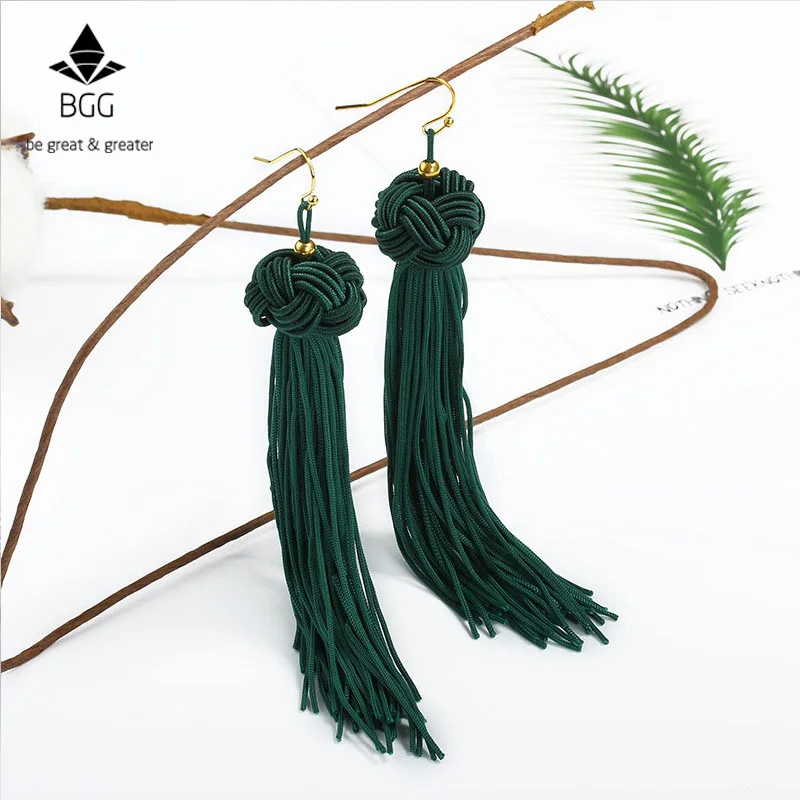BGG Brand Fashion Long Tassel Earrings Women Jewelry Bohemian Bride Geometric Hollow Drop Earring Ladies Gift | Украшения и