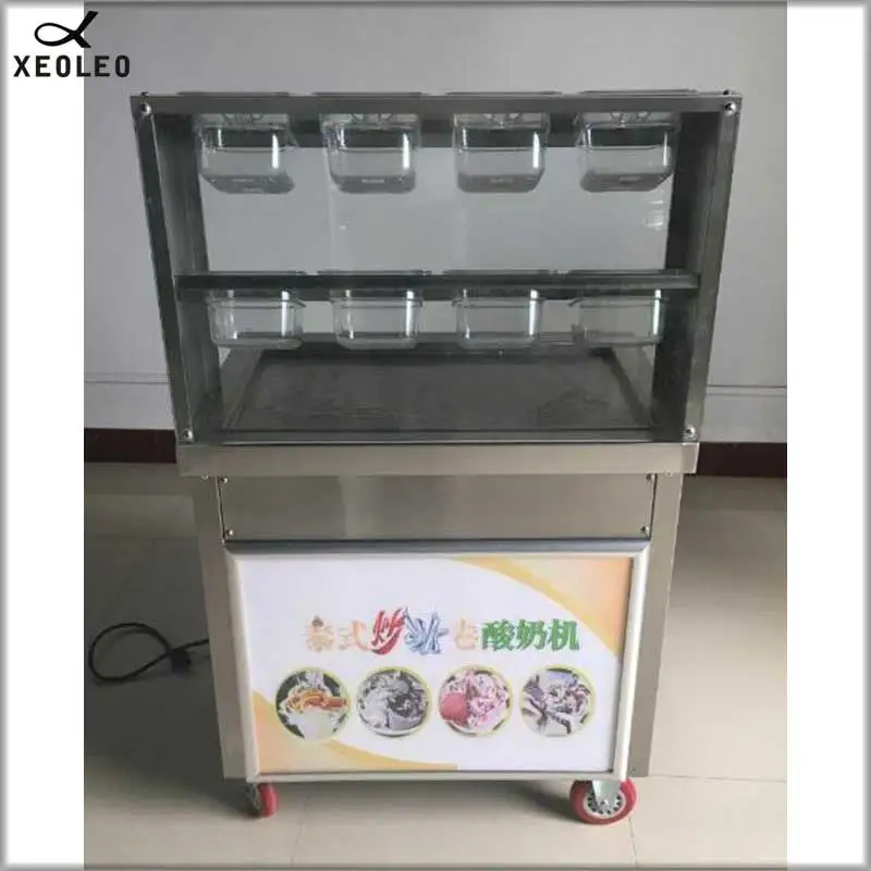 

XEOLEO Square pot Roll Ice cream maker 2100W Roll Ice Frier with 8 Buckets Fry Yogurt machine Ice Frying machine CE 220V/110V