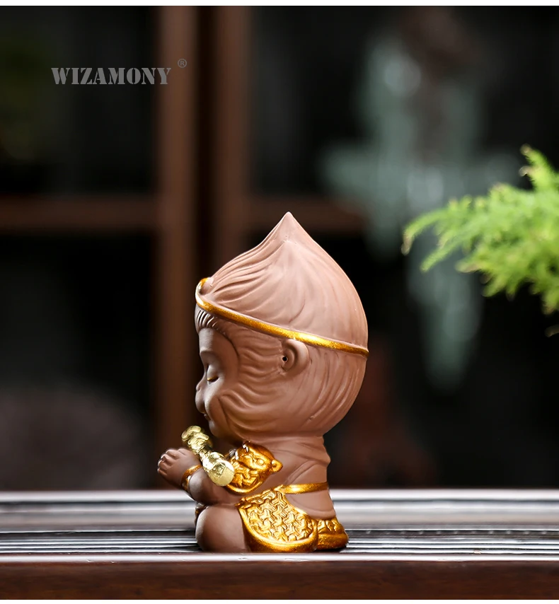WIZAMONY Китайский Фиолетовый Глиняный чайный набор кунг-фу чай для домашних животных Обезьяна Король дисплей Автомобильный Чай Аксессуары для Пуэр Улун чай домашний декор