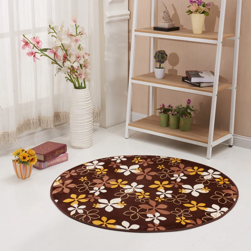 

Floral Coral Velvet Soft Child's Room Rug Baby Play Mats Chair Mat Bedroom Rugs Doormat Big Round Carpet For Living Room