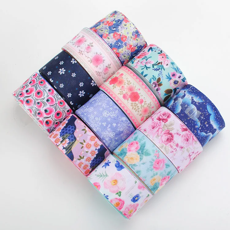 1/2 &quot38 мм Красочные Цветы Печатные grosgrain ленты DIY Бесплатная доставка|Ленты для