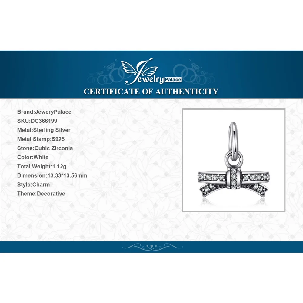 Jewelrypalace стерлингового серебра 925 Простые Модные лук ремень Мурано Стекло Шарм