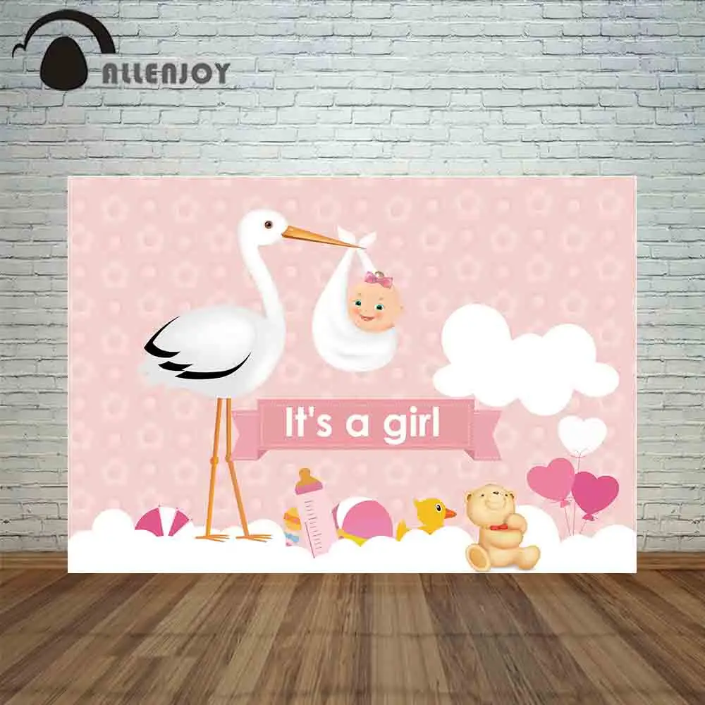 Allenjoy фон мультфильм Белый аист розовый цветок для девочек новорожденных милый